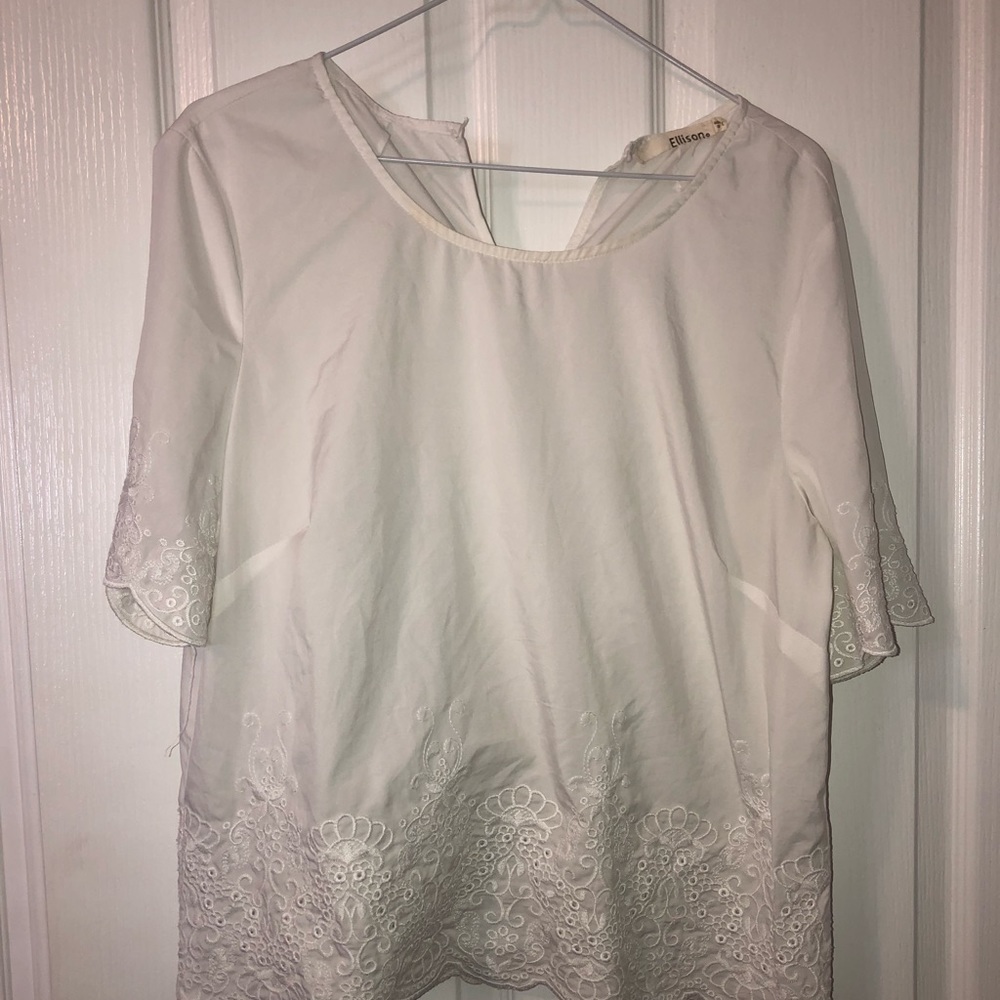 White dressy shirt with flower details